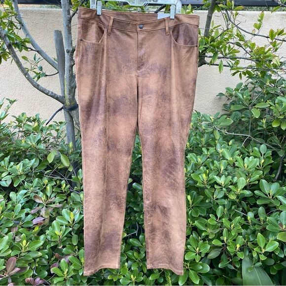 Chicos Brown Faux-Suede 5-Pocket Slim Pants. Size 16R (3). Washable. NWT - Picture 4 of 10